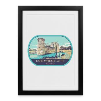 Illustration Caerlaverock Castle, Scotland - Framed poster (27 × 37 cm) - black - Front