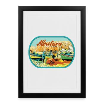 Albufeira Fishermen's Beach, praia dos pescadores - Framed poster (27 × 37 cm) - black - Front