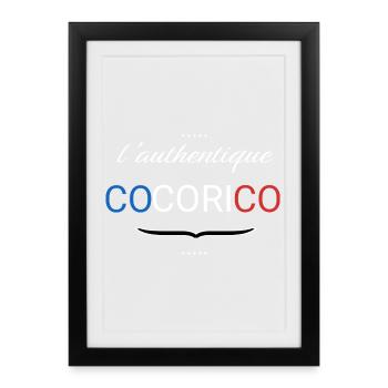 Cocorico – minimalistisches französisches Design - Gerahmtes Poster (27 × 37 cm) - Schwarz - Vorne