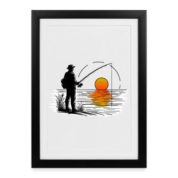 Pêcheur 3 - Affiche encadrée (27 × 37 cm) - noir - Devant