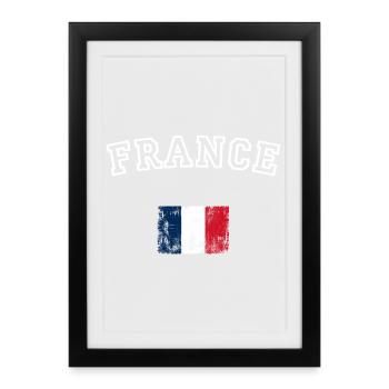 France Flag Brush Graphic - Framed poster (27 × 37 cm) - black - Front