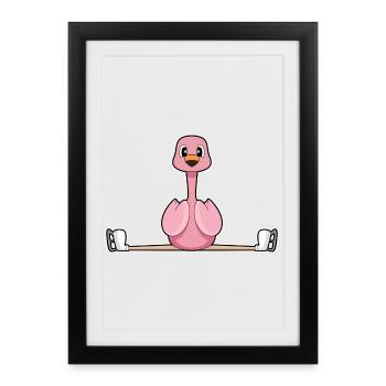 Flamingo patins à glace - Affiche encadrée (27 × 37 cm) - noir - Devant