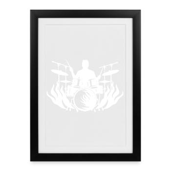 Dessin du batteur - Affiche encadrée (27 × 37 cm) - noir - Devant