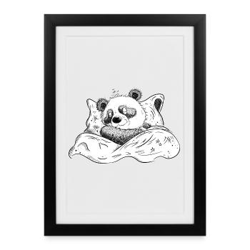 Panda Bear Sleeps And Dreams Good Night - Framed poster (27 × 37 cm) - black - Front