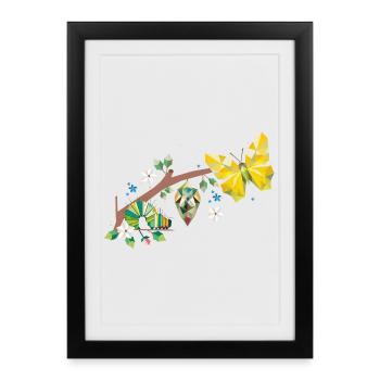 De la chenille au papillon - cycle de vie - Affiche encadrée (27 × 37 cm) - noir - Devant