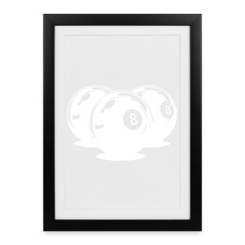 Dessin de boules de billard - Affiche encadrée (27 × 37 cm) - noir - Devant