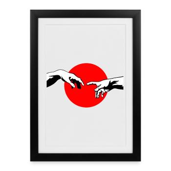 The Creation of Adam hands inspiration design - Framed poster (27 × 37 cm) - black - Front