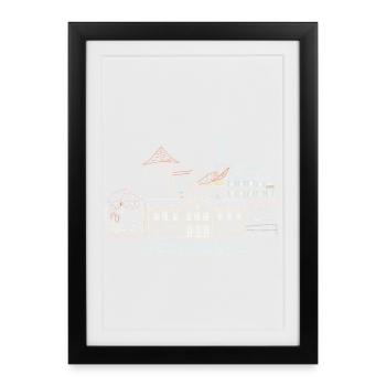 Gernsbach, Dessin du château d’Eberstein Forêt-Noire - Affiche encadrée (27 × 37 cm) - noir - Devant