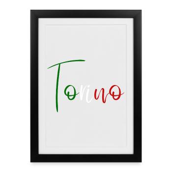 Amo Torino, design minimaliste élégant - Affiche encadrée (27 × 37 cm) - noir - Devant