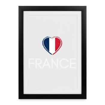 Heart with France flag, French pride - Framed poster (27 × 37 cm) - black - Front