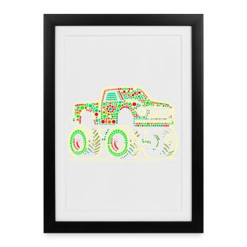 Chemise tachetée Beadwork Monster Truck - Affiche encadrée (27 × 37 cm) - noir - Devant