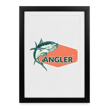 Angler Fish USA Design Orange - Affiche encadrée (27 × 37 cm) - noir - Devant
