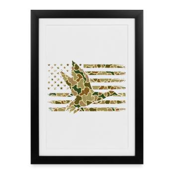 Canard Camo Drapeau US Sauvagine Scène patriotique - Affiche encadrée (27 × 37 cm) - noir - Devant