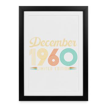 Décembre 1960 Anniversaire Vintage Rétro Cadeau - Affiche encadrée (27 × 37 cm) - noir - Devant