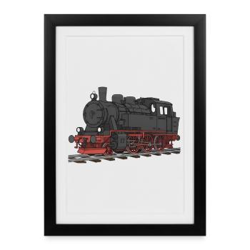 Locomotive Locomotive Chemin de fer - Affiche encadrée (27 × 37 cm) - noir - Devant