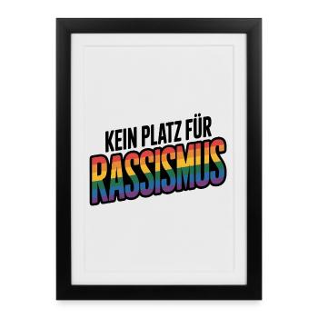 Pas de place pour le racisme - Logo Cool Pride - Affiche encadrée (27 × 37 cm) - noir - Devant