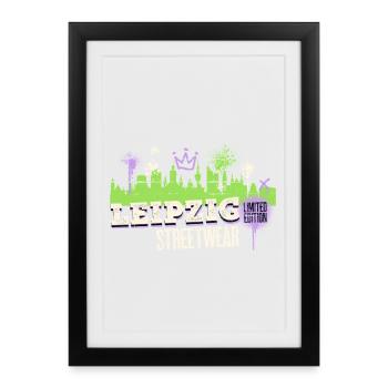 Leipzig Skyline City Germany Graffiti Art - Framed poster (27 × 37 cm) - black - Front