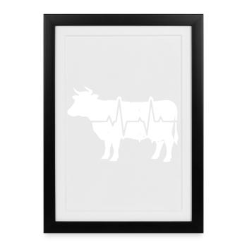 Rythme cardiaque de vache ECG Vecteur grunge de l’éleveur - Affiche encadrée (27 × 37 cm) - noir - Devant