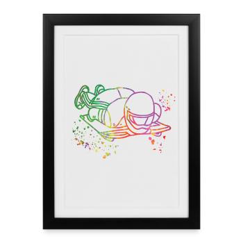 Skeleton Bobsleigh Winter Sports Sled - Framed poster (27 × 37 cm) - black - Front