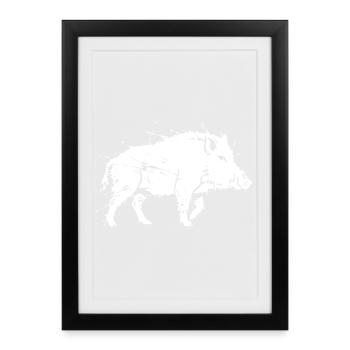 Wild Boar Grunge Scratch Hunting Vector - Framed poster (27 × 37 cm) - black - Front