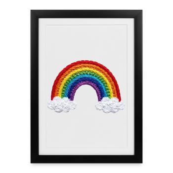 Arc-en-ciel dans un aspect brodé (imprimé) - Affiche encadrée (27 × 37 cm) - noir - Devant