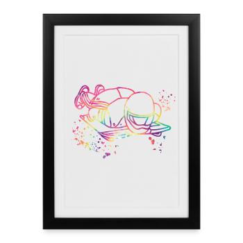 Skeleton Bobsleigh Winter Sports Sled - Framed poster (27 × 37 cm) - black - Front