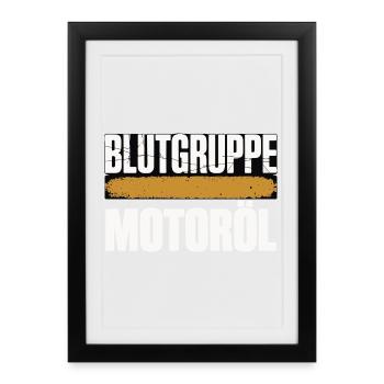 Groupe sanguin : conception du tournevis à huile moteur - Affiche encadrée (27 × 37 cm) - noir - Devant