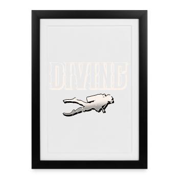 Plongeurs - Affiche encadrée (27 × 37 cm) - noir - Devant