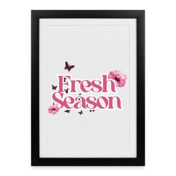 Fraîche Saison Floral Script - Affiche encadrée (27 × 37 cm) - noir - Devant