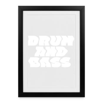 Drum and Bass fettes Logo-Design - Gerahmtes Poster (27 × 37 cm) - Schwarz - Vorne