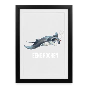 Ray Humor Shirt pour les fans de la mer - Affiche encadrée (27 × 37 cm) - noir - Devant