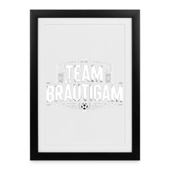 Équipe du marié Football Enterrement de vie de garçon Équipe de mariage - Affiche encadrée (27 × 37 cm) - noir - Devant