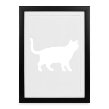 White Cat Cats Silhouettes Gift - Framed poster (27 × 37 cm) - black - Front