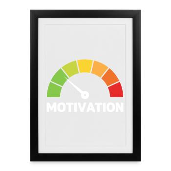 Motivation Anzeige Lustig Akku - Gerahmtes Poster (27 × 37 cm) - Schwarz - Vorne