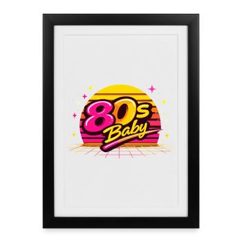 Bébé néon des années 80 - Affiche encadrée (27 × 37 cm) - noir - Devant