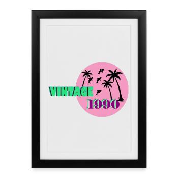 Vintage 1990 Palm Sunset - Framed poster (27 × 37 cm) - black - Front