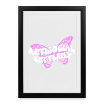 Graphique inspirant de fan papillon - Affiche encadrée (27 × 37 cm) - noir - Devant
