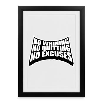 Pas de plaintes, pas d’abandon, pas d’excuses, motivation pour la salle de sport - Affiche encadrée (27 × 37 cm) - noir - Devant