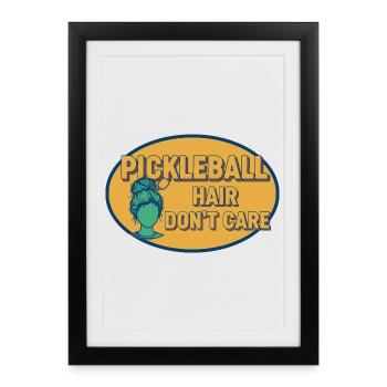 Pickleball Cheveux S’en Fiche, Joueur Drôle Amour - Affiche encadrée (27 × 37 cm) - noir - Devant
