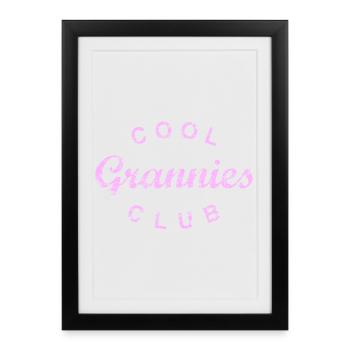 Cadeau de la fête des grand-mères du Cool Grannies Club - Affiche encadrée (27 × 37 cm) - noir - Devant