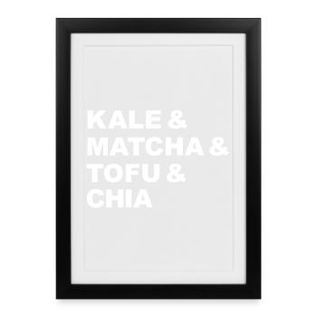 Kale Matcha Tofu Chia Vegan - Framed poster (27 × 37 cm) - black - Front