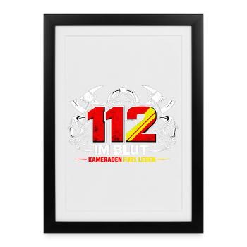 112 Im Blut Kameraden - Gerahmtes Poster (27 × 37 cm) - Schwarz - Vorne