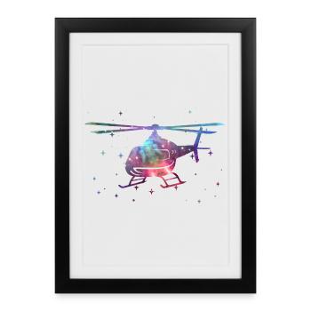 Helicopter Pilot Space Kids Helicopter - Framed poster (27 × 37 cm) - black - Front