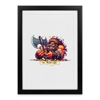 Barbare barbu et musclé Pas tout compris - Affiche encadrée (27 × 37 cm) - noir - Devant