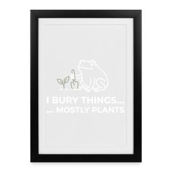 Grenouille Jardinage Humour Plante Grenouille - Affiche encadrée (27 × 37 cm) - noir - Devant