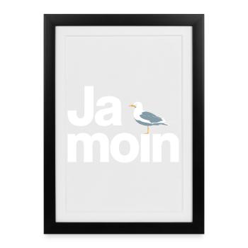 Ja Moin Norddeutschland Hamburg Gamer Meme Moin - Gerahmtes Poster (27 × 37 cm) - Schwarz - Vorne