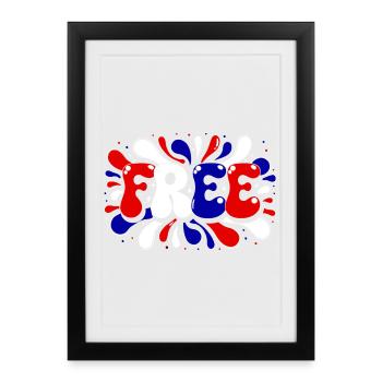 Freedom Splash Tricolor Typography - Framed poster (27 × 37 cm) - black - Front