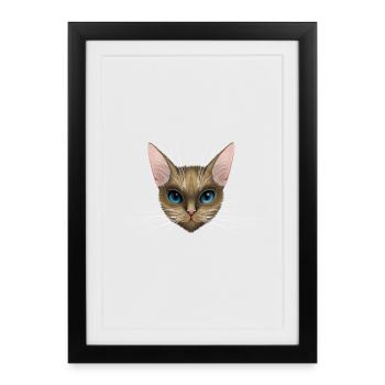 Blue Eyed Cat Portrait - Framed poster (27 × 37 cm) - black - Front