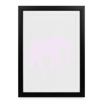 Elephant Silhouette Pastel Rose - Framed poster (27 × 37 cm) - black - Front