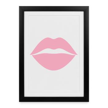Lèvres roses - Affiche encadrée (27 × 37 cm) - noir - Devant
